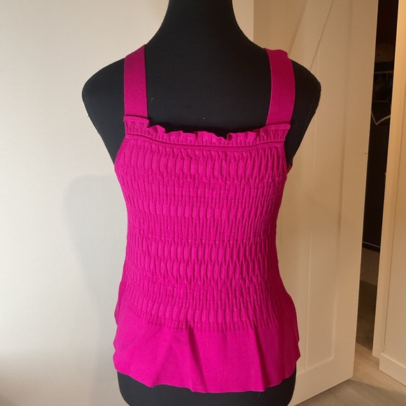 Banana Republic Like New Smocked Fuchsia Tank with a little flare . - Picture 3 of 6